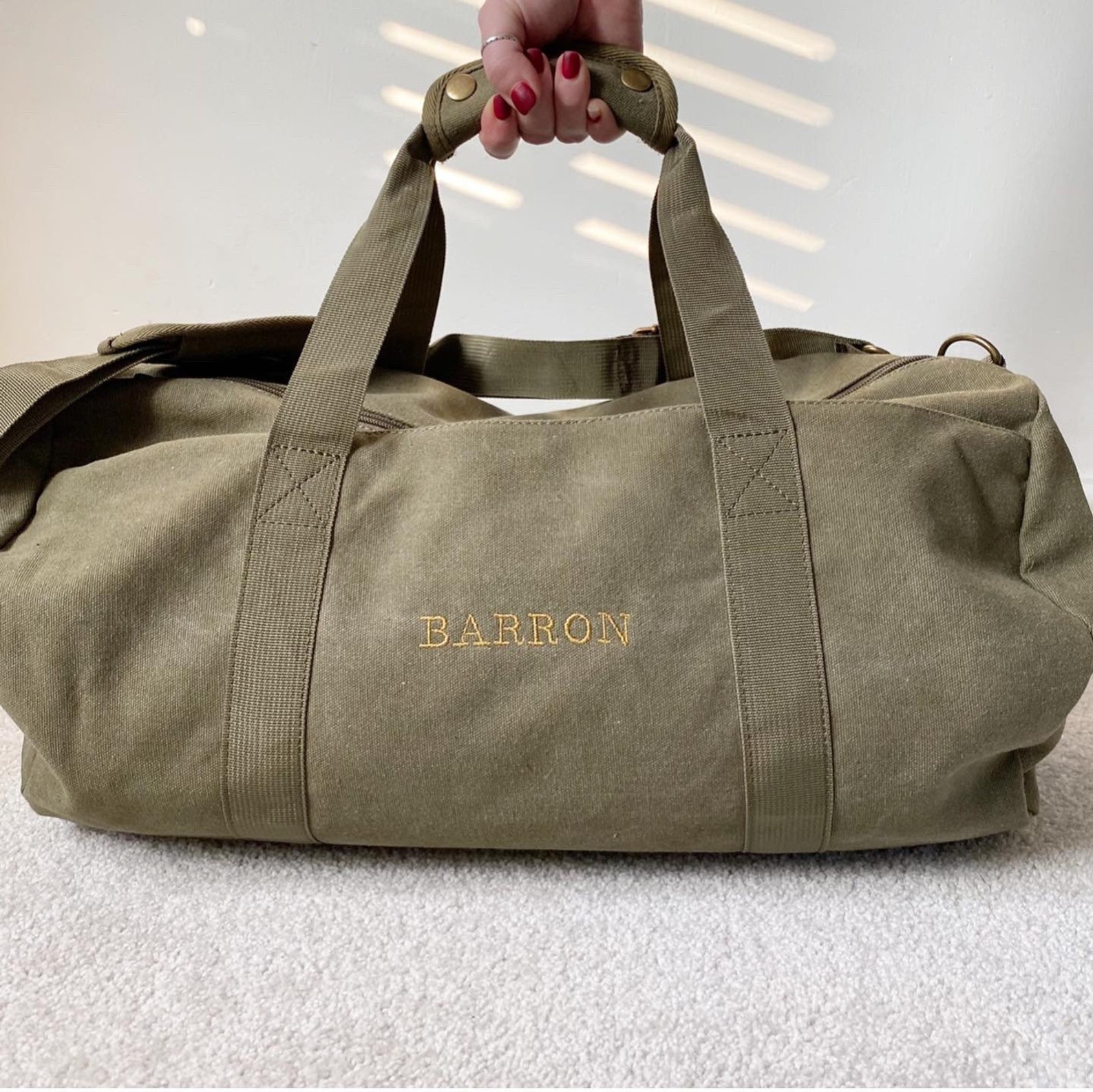 Embroidered Duffle Bag Organic Cotton Etsy