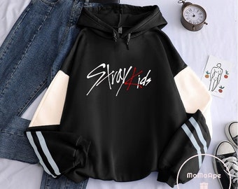 Kpop Stray Kids SKZ STAY Oversized Long Sleeve Hoodie with Reflective Stripe, Korean Fashion, Great Gift for STAY Fans, Good Quality Merch!