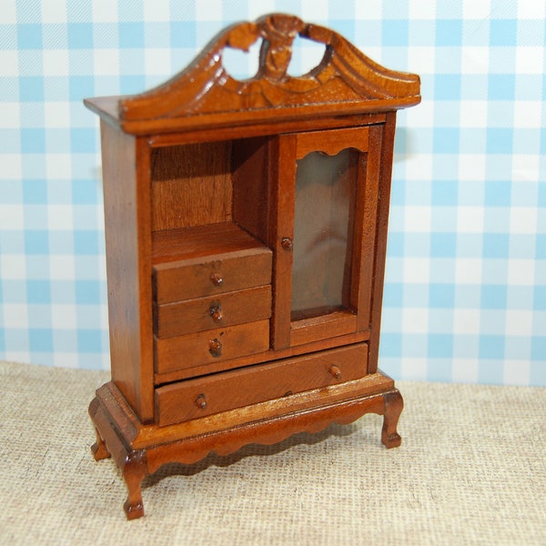 Vintage Miniature Armoire Or Wardrobe 1:12