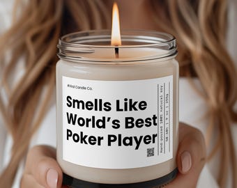 Regalo para jugador de póker, vela con el aroma del mejor jugador de póker del mundo, regalos divertidos de póker, regalo para jugador de póker, esposo de póker, novio de póker