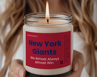 Regalo para fan de los Gigantes, fanático fiel de los Gigantes, casi siempre gana, vela de los Gigantes de Nueva York, Gmen, regalo de los Gigantes de Nueva York, vela de la suerte de los Gigantes, regalos para fanáticos del fútbol americano