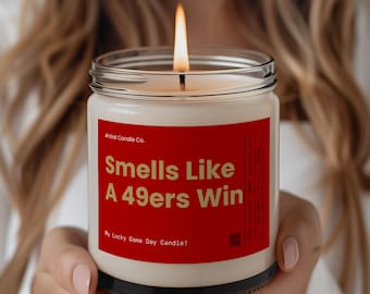 Smells Like A 49ers Win, San Francisco 49ers Candle, Niners Candle, Game Day Decor, Niners Fan, 49ers Fan, Niners Game Day, 49ers Game Day
