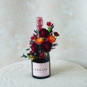 Wine Centerpiece,Champagne Bottle Bouquet,Flower Arrangement For Wine Bottle,Bottle Bouquet,Wine Bottle Bouquet,Wine Gift,Wine Bottle Decor