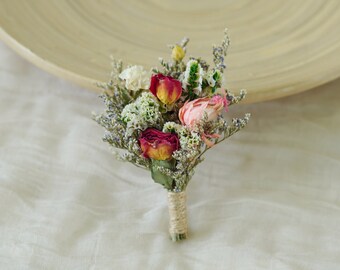 Preserved &Dried Natural Flower Boutonniere,Wedding Natural Flowers groom's Brooch/Buttonhole,Wedding flowers bouquet, Lapel pin Boutonniere