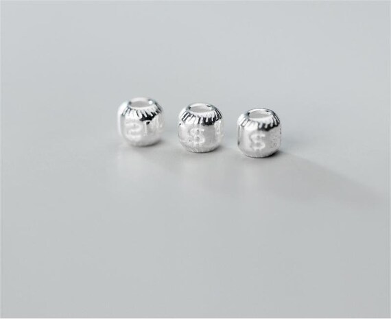 5 Pcs sterling Silver U.s.dollars Beads Spacers money Symbol Charm