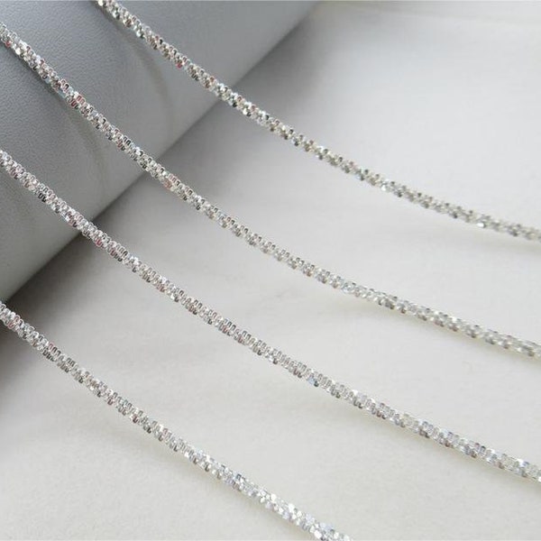 S925 Sterling Silver Sparkle Glitter Margarita Twisted Rock chains,Bulk chains,Unfinished chains,Men's/women's Necklace,Diameter 1.8mm