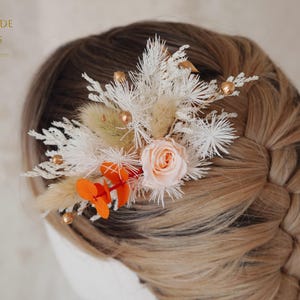 Gloden&Pale pink Wedding Flowers Hairpins,Dried flower Hairpiece,Bridal Hair Accessories,Dried Flower Hair Comb,Boutonnières Bridal corsage