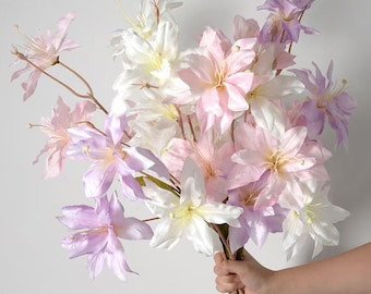 Silk Artificial Lily Stem, Faux Fabric Lily, Wedding Aisle Road Lead Flower, Home Living Room Vase Decor, Photography Prop Fake Flower