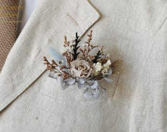 Gray preserved rose Boutonnieres,Wedding Natural Flowers groom's Brooch/Buttonhole,Wedding flowers bouquet, Lapel pin Boutonniere