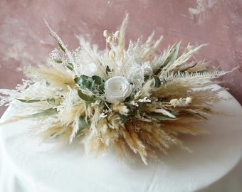 Bohemian Wedding Centerpieces,Preserved Dried Eucalyptus Leaves Table Flowers,Flower Swag Backdrop,Pampas grass,wedding 3.93 in*7 in*5.9 in