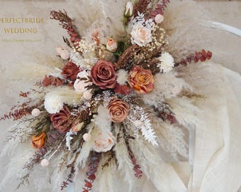 Rust Orange&Burnt Orange Silk Flowers Pampas grass Wedding Arbor,Flower Swag Backdrop,Artificial Flower Arbor,wedding flower decoration