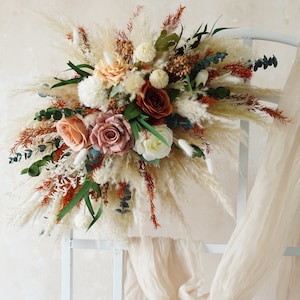 Rustic Silk Flowers Archway flower Wedding arch/arbor,Arch&Chuppah Decoration Flower Swag Backdrop,Pampas grass,Bohemian  Wedding Floral