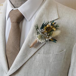 Echinops Lovergrass Boutonnieres,Wedding Natural Flowers groom's Brooch/Buttonhole,Wedding flowers bouquet, Lapel pin Boutonniere