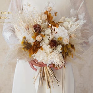 Pampas Grass&Mossy Green wedding bouquet, Dried flower Bridal bouquet/Dry Flower bouquet, Rustic Boho Brides,Bridesmaid bouquet
