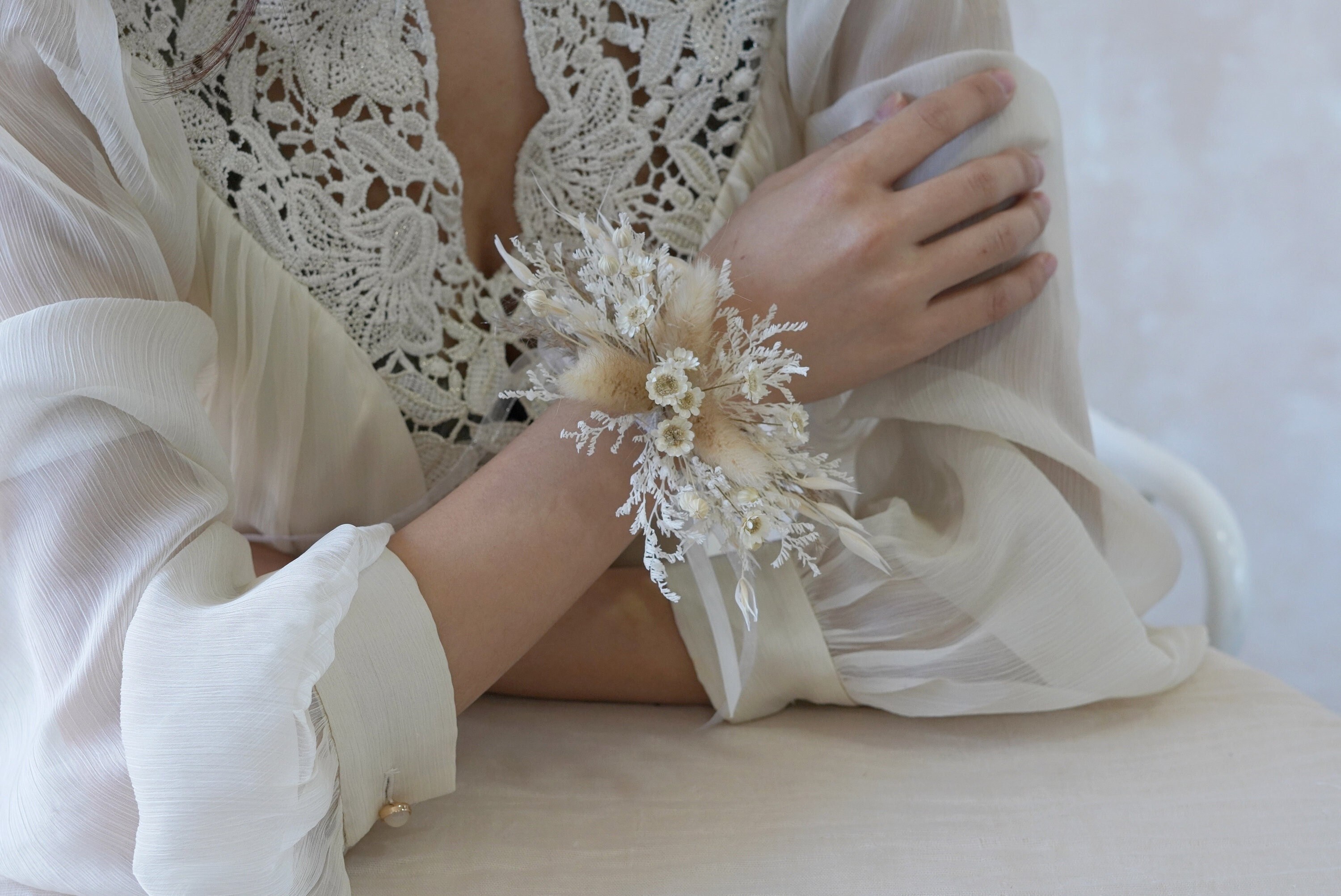 Natural Color  Bohemian Natural Wedding flower,Wedding corsage;Mother's day gift,Preserved flower,Bridal corsage/Bracelet,wedding flower