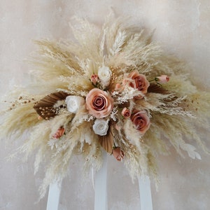 Natural Rustic flowers Archway flower Wedding arch/arbor,Arch&Chuppah Decoration Flower Swag Backdrop,Pampas grass,Bohemian  Wedding Floral
