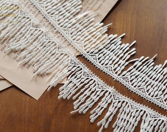 Beautiful Teardrop Lace Trim,Soft Milk Silk Fringe Lace for Bridal Veils, Dresses, Home Decor, Sewing Supplie,1-yard