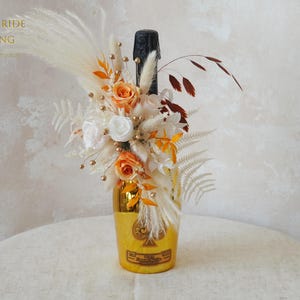 Wine Centerpiece,Orange Bottle Bouquet,Flower Arrangement For Wine Bottle,Bottle Bouquet,Wine Bottle Bouquet,Wine Gift,Wine Bottle Decor