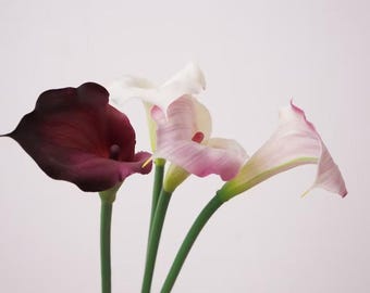 21.6"Artificial Calla Lily, Soft Rubber Faux Calla Lily Stem, Fake Flower for Home Table Decor, Wedding Floral