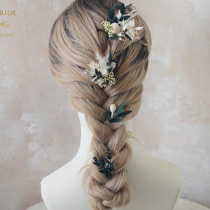 Boho Wedding Flowers Hairpins,Burnt Orange rose& Dried flower Hairpiece,Bridal Hair Accessories,Dried Flower Hair Comb,Rustic Floral pin