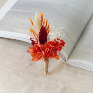 Burnt Orange Bohemian Boutonniere,Wedding Natural Flowers groom's Brooch/Buttonhole,Wedding flower bouquet,wedding Lapel pin Boutonniere image 10