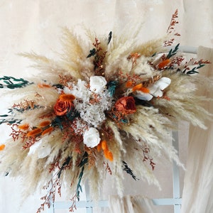 Preserved rose flowers Archway flower Wedding arch/arbor,Arch&Chuppah Decoration Flower Swag Backdrop,Pampas grass,Bohemian Wedding Floral