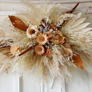 Konservierte und getrocknete Blumen Hochzeitsbogen, Flower Swag Backdrop, Pampas Blumenarbor, Boho Hochzeitsblumendekor, Hochzeitsblumen-Mittelstücke