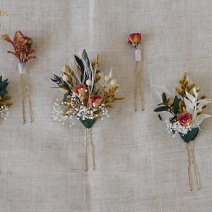 Dried Rose Lovergrass Hairpins,Burnt Orange rose& Dried flower Hairpiece,Bridal Hair Accessories,Dried Flower Hair Comb,Rustic Floral pin