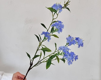 33.9"Artificial Plumbago Flower, Luxury Faux Cape Leadwort, Light Blue & White Fake Flower, Home Vase Decor, Floral Arrangement