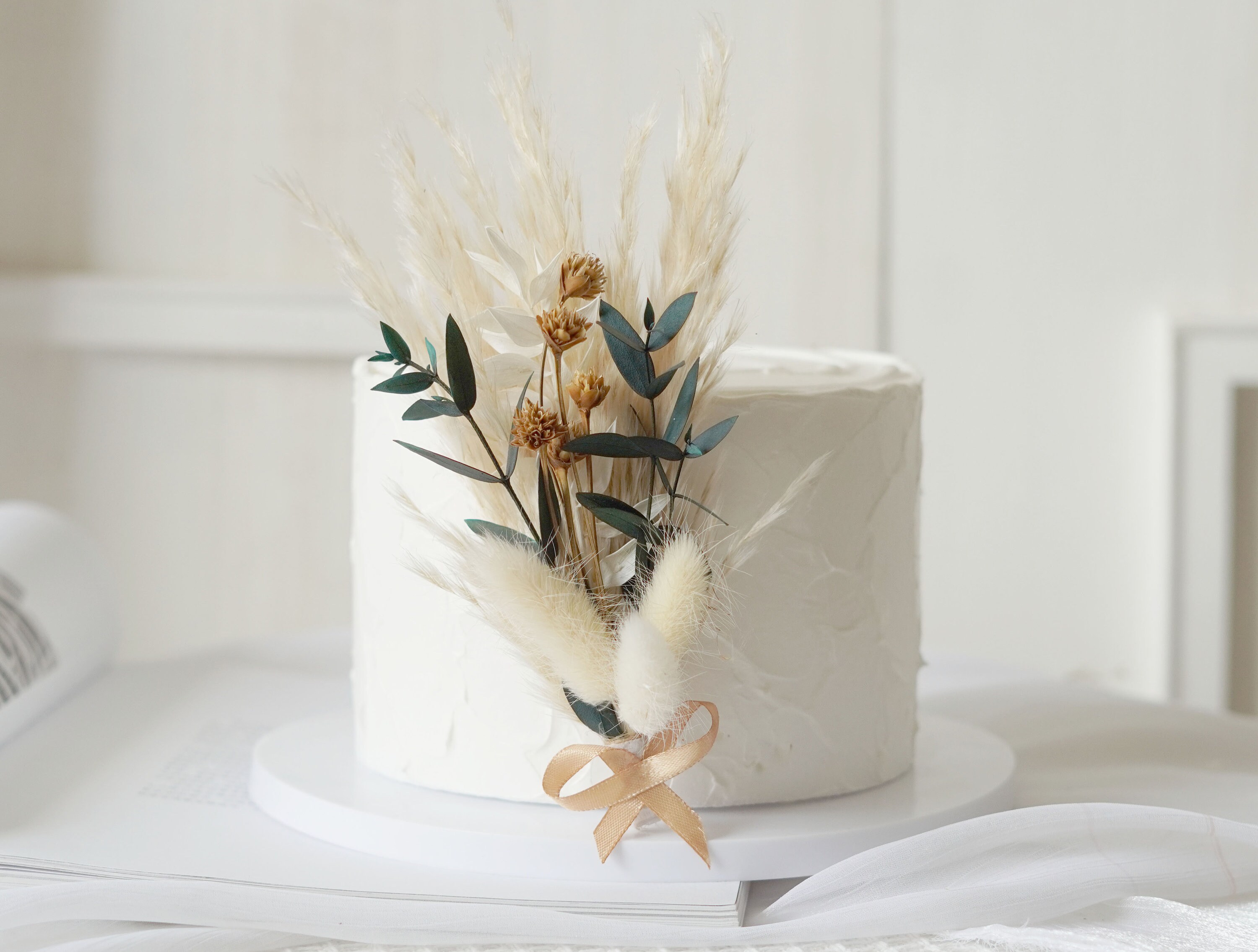 Preserved Eucalyptus Cake Bouquetcake Topper Flower Cake Etsy