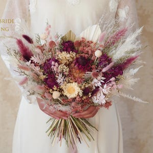 Boho Preserved Flower Natural wedding flower bouquet,Pampas Grass bouquet,Dried flower bouquet,Bridal/Bridesmaid bouquet