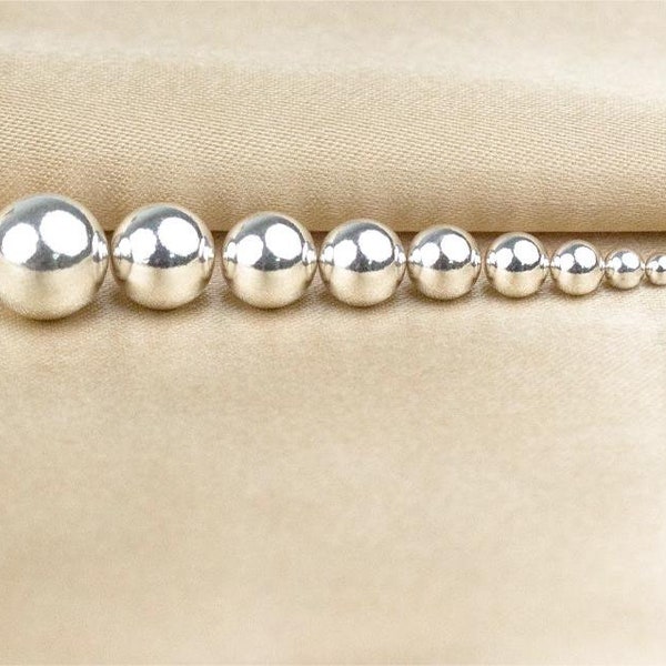 Sterling Silver Ball Beads,No hole,S925  Round Ball,Silver Shiny Bulk Ball beads for Bracelet/necklace,Jewelry findings,Diameter 2.5mm-12mm