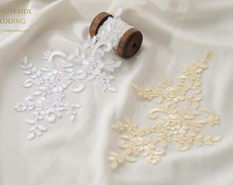 Bridal Lace Appliques,Delicate Embellishment for Wedding Dress and Creative DIY - White/Blue/Purple/Red