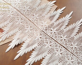 15cm Wide White Embroidered Lace, Luxury Polyester Lace Trim for Wedding Dress, Bridal Gown, Ball Gown,1-yard