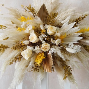 Preserved rose flowers Archway flower Wedding arch/arbor,Arch&Chuppah Decoration Flower Swag Backdrop,Pampas grass,Bohemian Wedding Floral