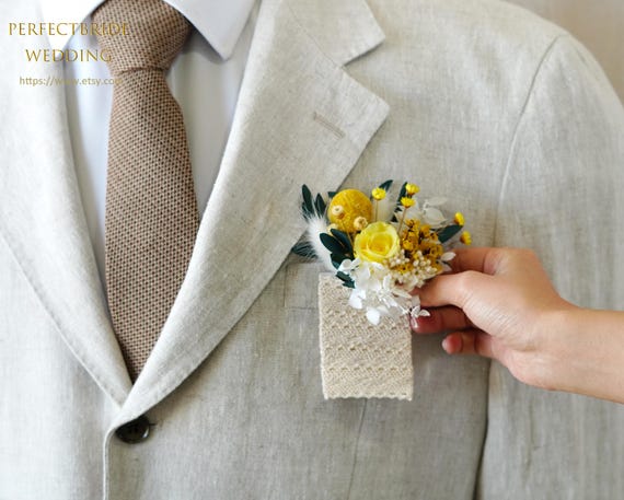 Bright Yellow Rose Natural Wedding Flowers,wedding Corsage
