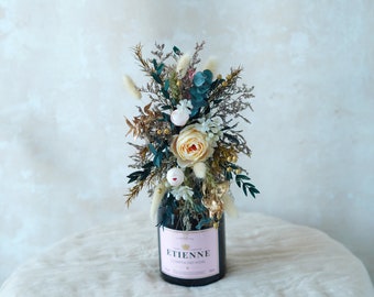 Wine Centerpiece,Champagne Bottle Bouquet,Flower Arrangement For Wine Bottle,Bottle Bouquet,Wine Bottle Bouquet,Wine Gift,Wine Bottle Decor