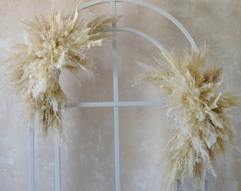 Bohemian Dusty Preserved Flowers Dried flowers Wedding arch,Flower Swag Backdrop,pampas Flower arbor, Boho Wedding Centerpieces