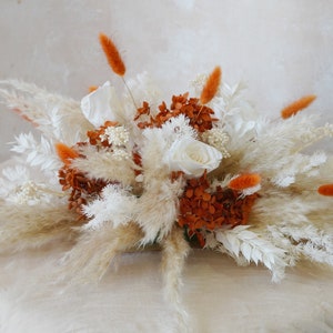 Centrotavola per matrimoni Boho, fiori da tavolo con foglie di eucalipto essiccate conservate, sfondo con swag di fiori, erba di pampa, matrimonio 3,93 pollici * 7 pollici * 5,9 pollici