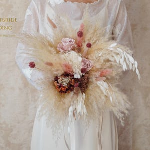 Rust orange Bohemian Flower Bohemian Natural wedding flower bouquet,Pampas Grass bouquet,Dried flower bouquet,Bridal/Bridesmaid bouquet