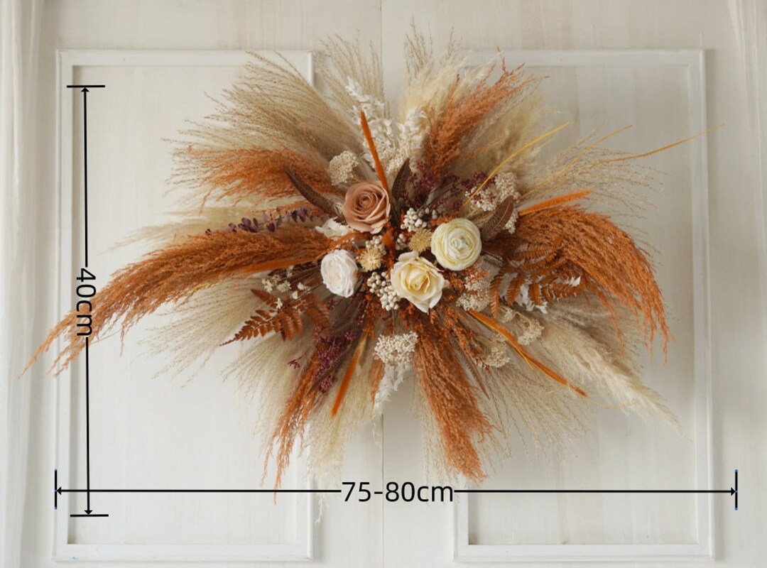 Burnt Orange Silk Flowers& Pampas Grass Wedding Arbor,flower Swag