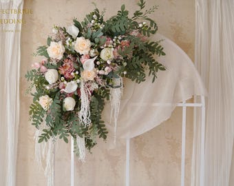Pastel and Green flowers archway,faux flower wedding arch/arbor,arch&chuppah decoration,flower swag backdrop,bohemian wedding