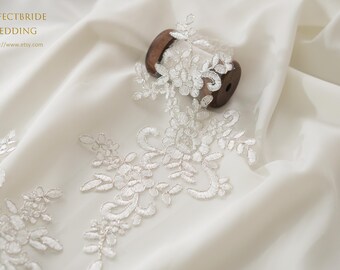 Bridal Lace Applique, Wedding Dress Embellishment, Polyester Floral Motif