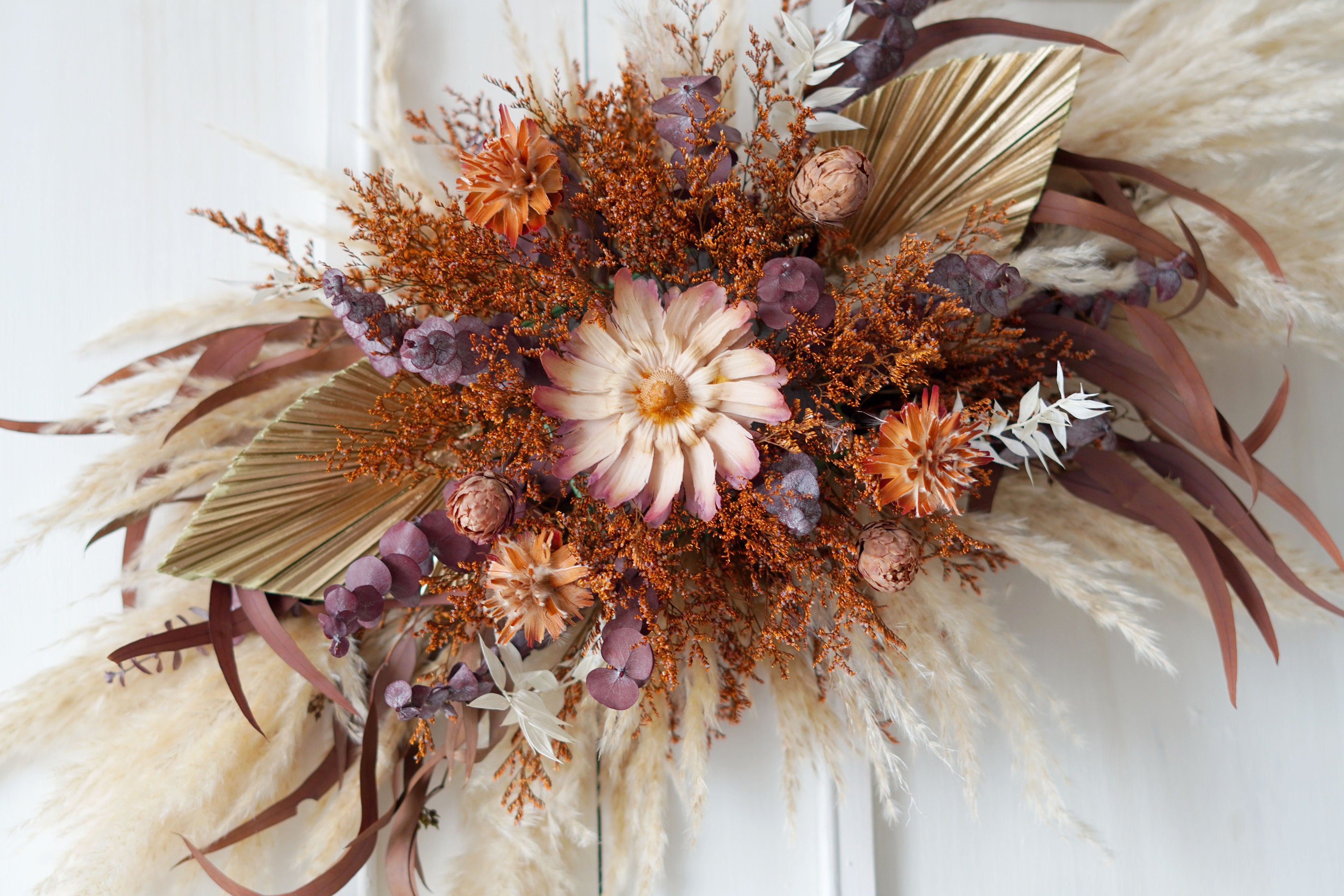 French mode peach dried flower swag スワッグ
