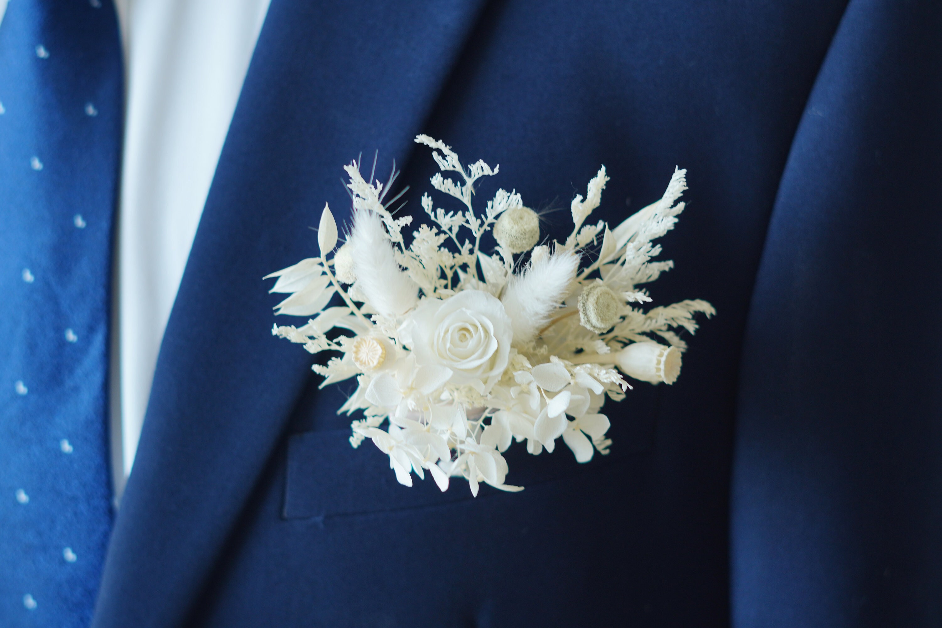 White Preserved Flowers Boho Pampas Dried Boutonniere,rustic