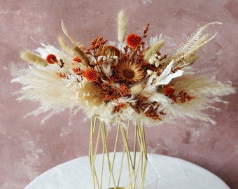 Burnt Orange Delonix regia Table  FlowersBohemian Wedding Centerpieces,Flower Swag Backdrop,pampas grass Flower arbor,3.93 in*7 in*5.9 in