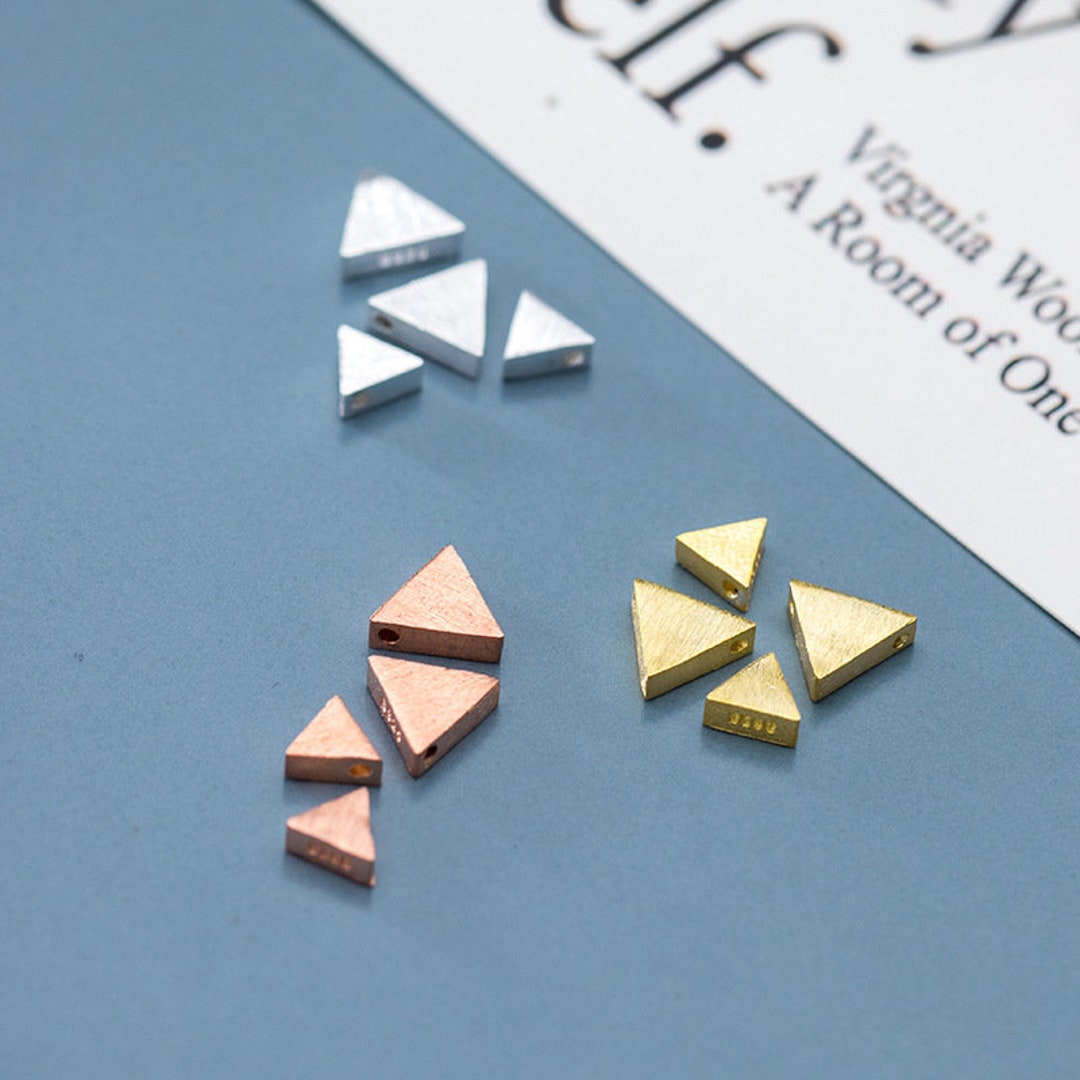 Sterling Brushed Silver Triangle Beads,brushed Flat Pyramid Beads