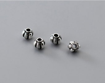 5 Stück,Runde geprägte LaternenPerlen/Spacer,Sterling Silber Kürbis Perlen,S925 Kürbis Perlen,Schmuckherstellung,Armband/Halsketten Zubehör,5mm