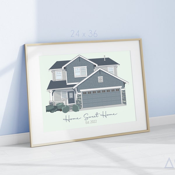 Personalized House Portrait Illustration Home Decor