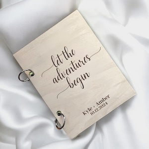 Garde-cartes de mariage personnalisé - classeur de rangement pour cartes en bois gravé - album souvenir de jeunes mariés - cadeau de shower de bébé